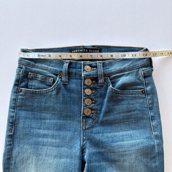 NWOT Veronica Beard Carolyn Button Fly Baby Boot Dolphin Hem Jean in Beacon Wash - Picture 10 of 11